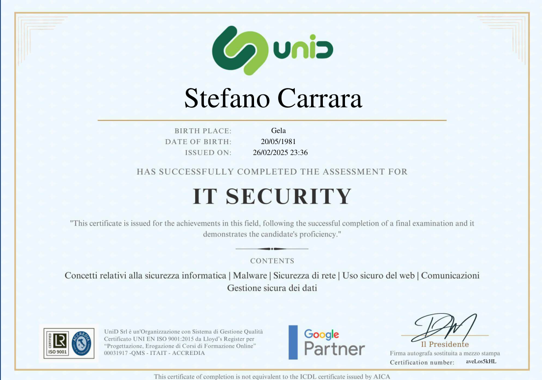 Certificato 11